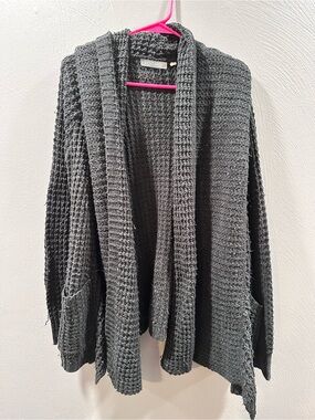 Rip Curl Charcoal Waffle-Knit Open Cardigan